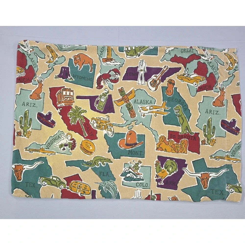 Eddie Bauer‎ USA Map Pillowcases Set 2 Portugal Cotton US States Vintage Travel